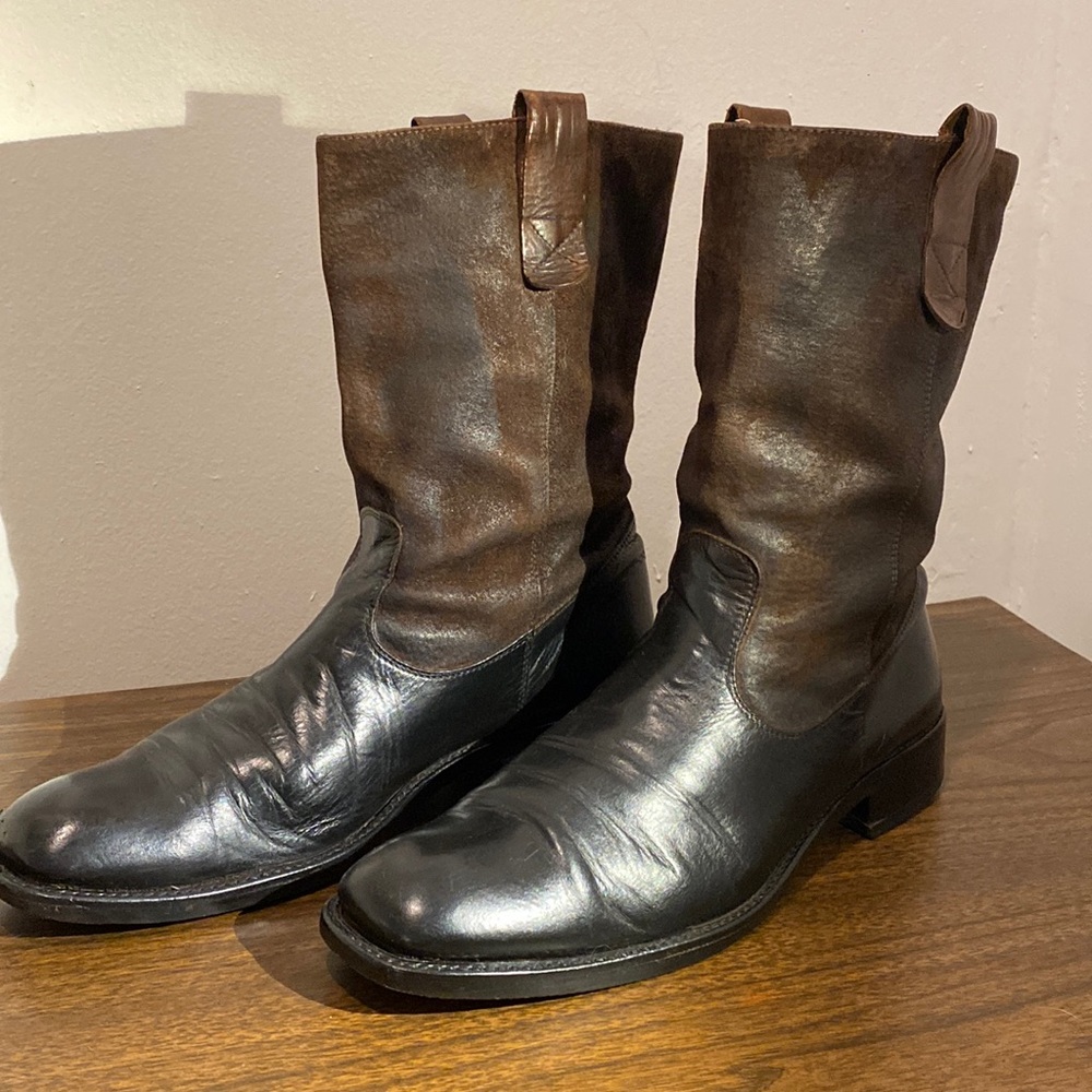 To Boot New York Adam Derrick l Brown Suede Brown Italian Leather boots Size 9.5